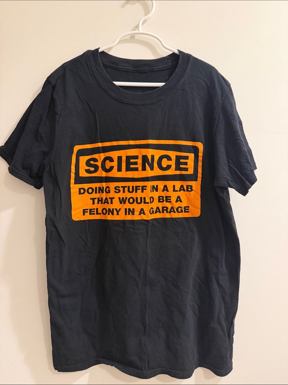 Science Graphic Short Sleeve Tee - Black with Orange Print